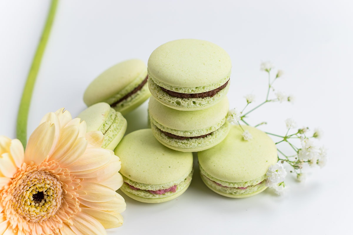 csokoládékrémes zöld macaron